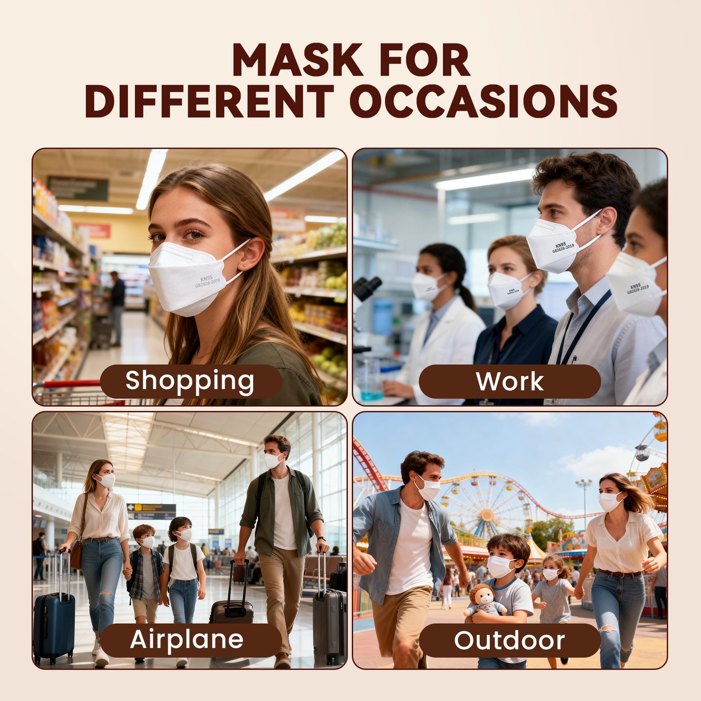 Edith qi KN95 Face Mask 50 PCS, 5 Ply White Disposable Face Masks for Adults Filter Efficiency 95%, Protection against PM 2.5 Smoke Particles