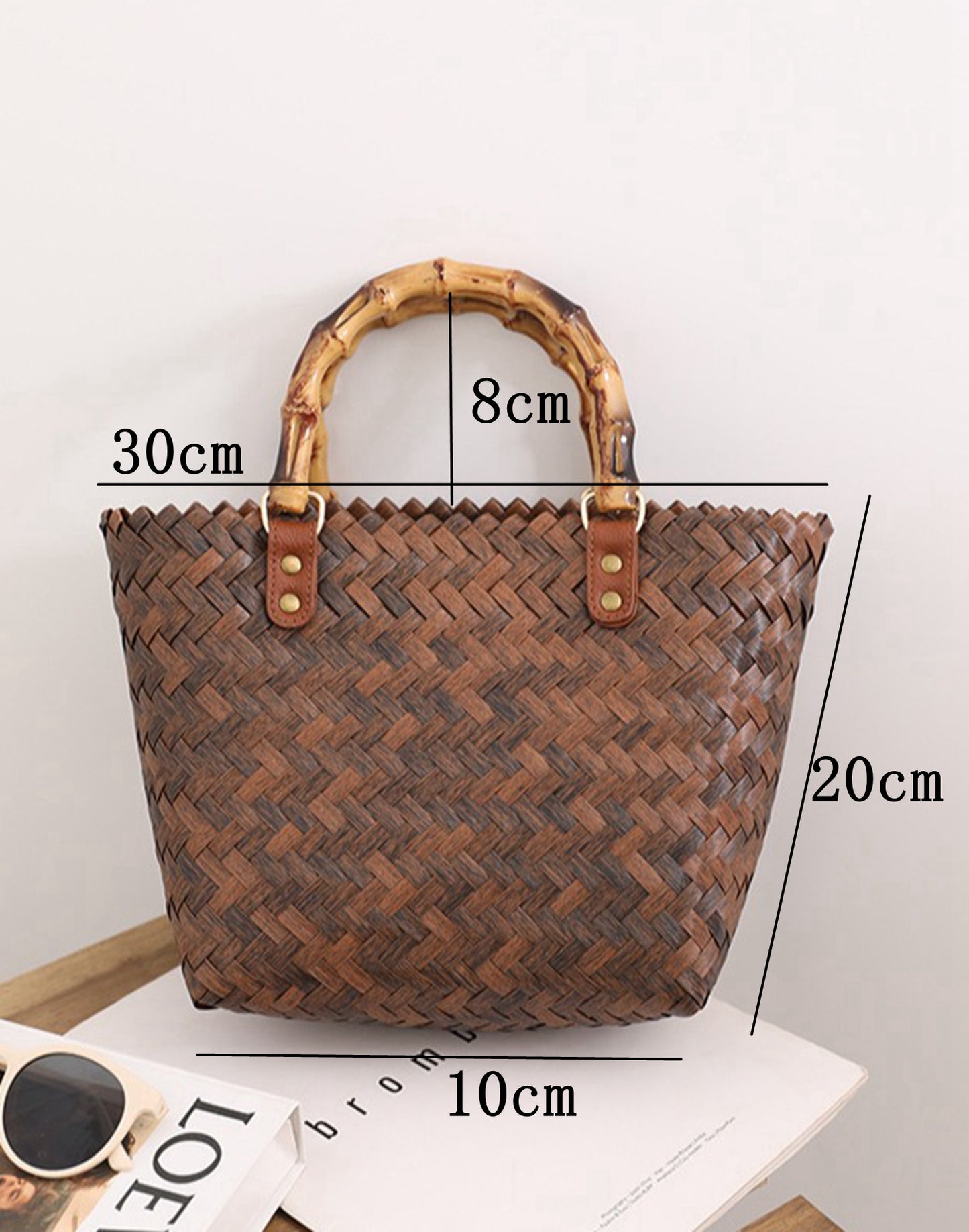Brown straw handmade handbag HB2400014