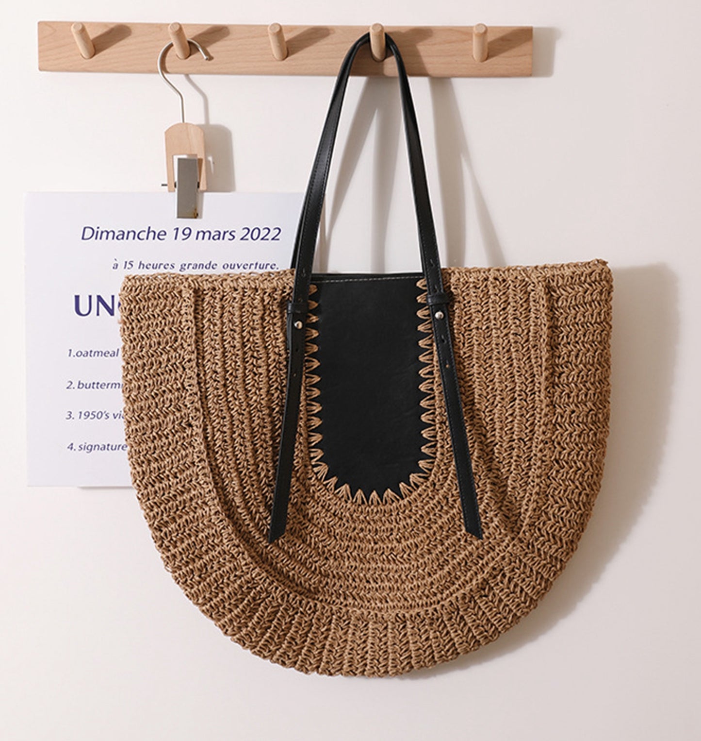 Handmade yarn knitted summer beach tote handbag