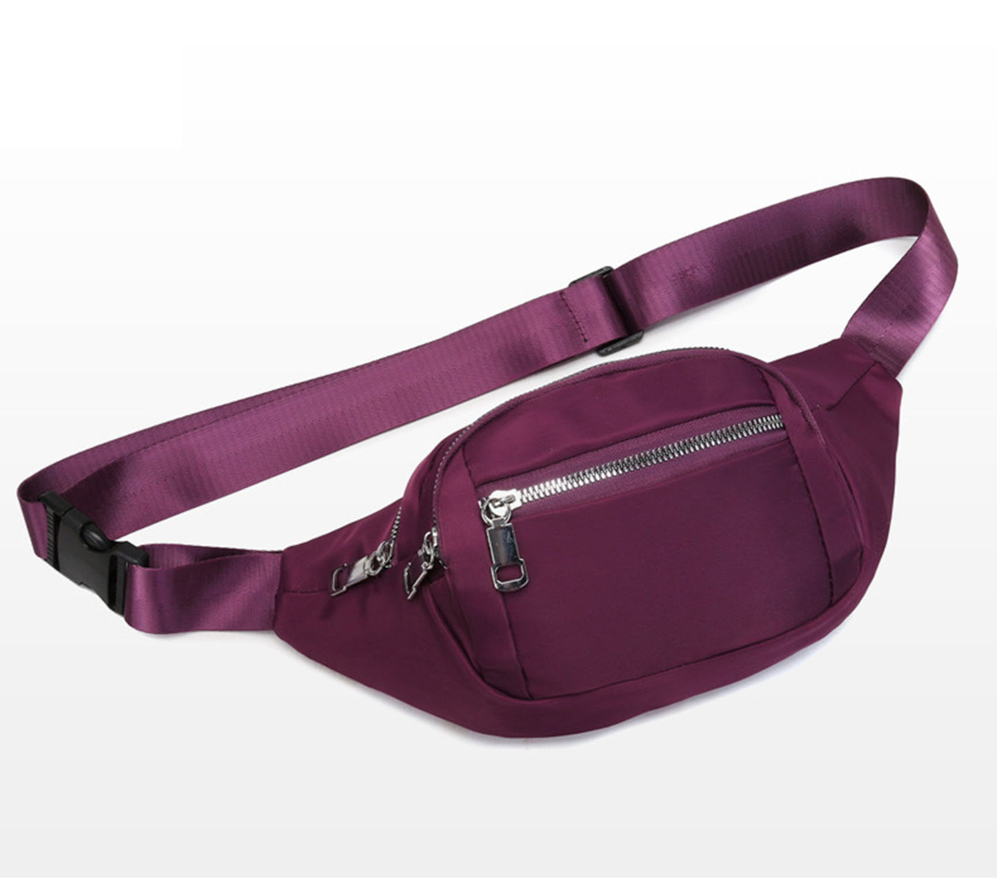 Hot pink nylon crossbody fanny waist pack purse for daily outings