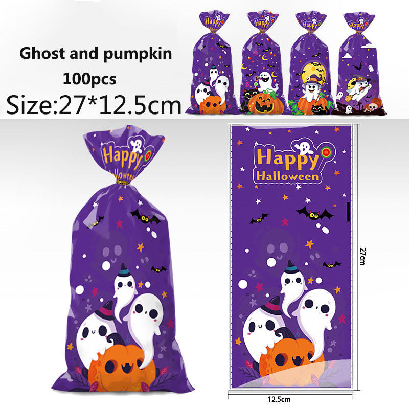 100pcs Halloween theme printed opp biscuits candies bakery gift wrap bags 10.6*4.9 inches