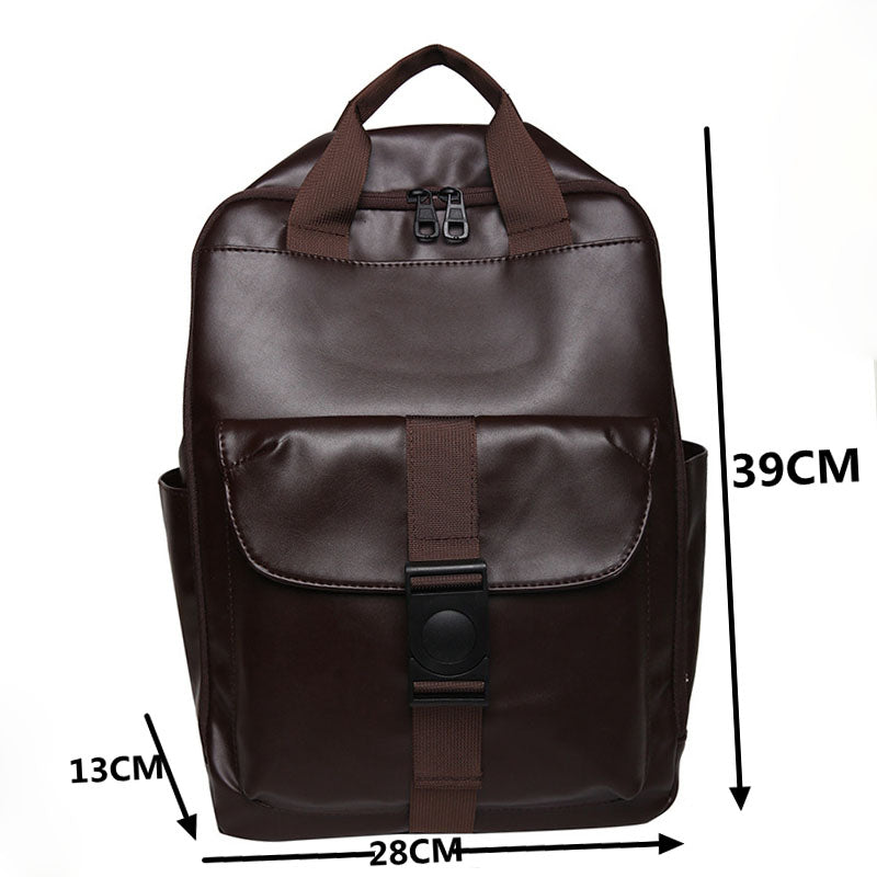 Unisex PU leather travel backpack, senior school bags for girls and boys