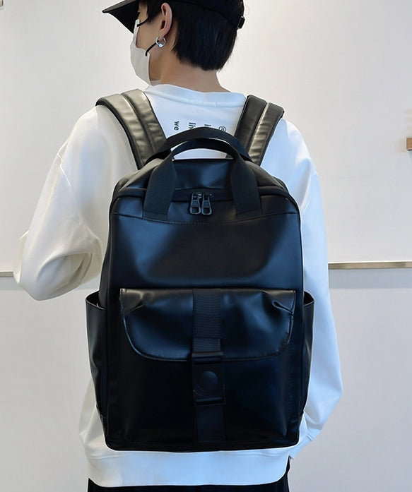 Unisex PU leather travel backpack, senior school bags for girls and boys