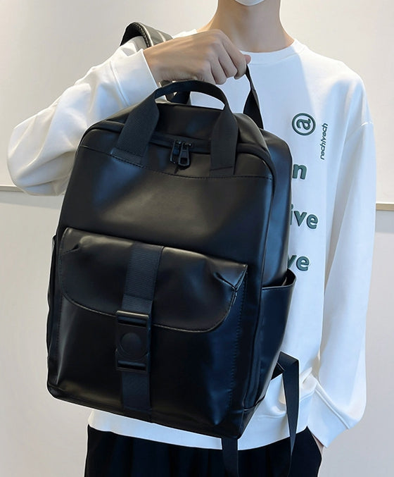 Unisex PU leather travel backpack, senior school bags for girls and boys