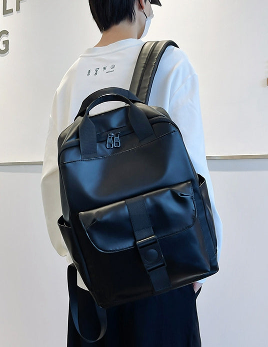 Unisex PU leather travel backpack, senior school bags for girls and boys