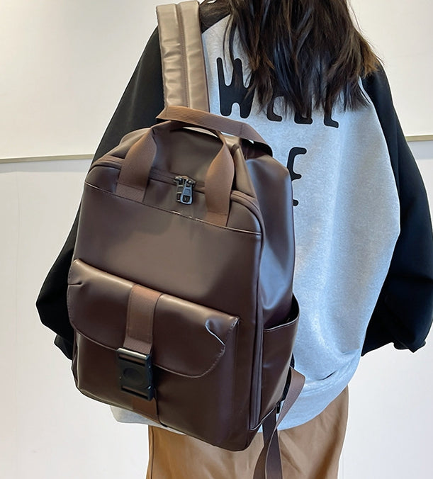Unisex PU leather travel backpack, senior school bags for girls and boys