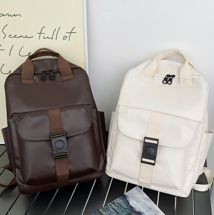 Unisex PU leather travel backpack, senior school bags for girls and boys