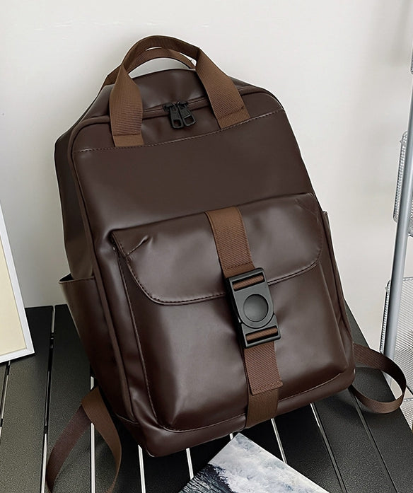 Unisex PU leather travel backpack, senior school bags for girls and boys