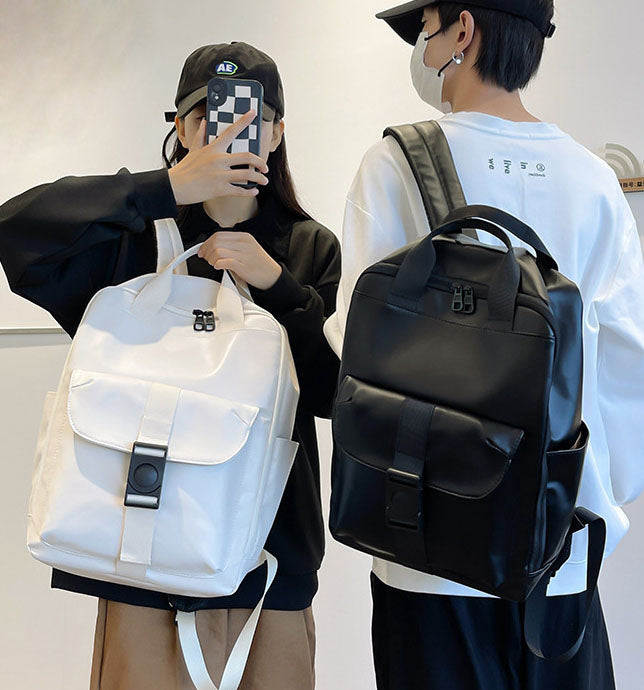 Unisex PU leather travel backpack, senior school bags for girls and boys