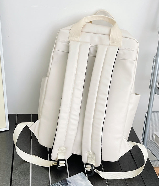 Unisex PU leather travel backpack, senior school bags for girls and boys