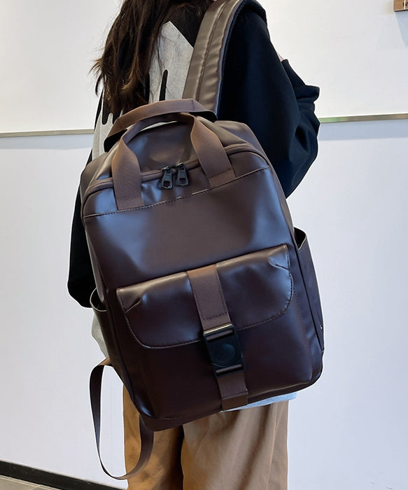 Unisex PU leather travel backpack, senior school bags for girls and boys