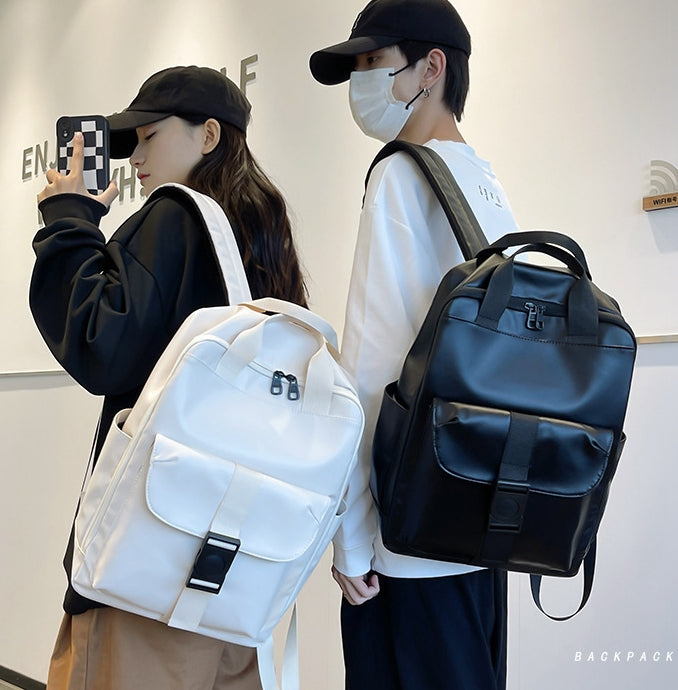 Unisex PU leather travel backpack, senior school bags for girls and boys