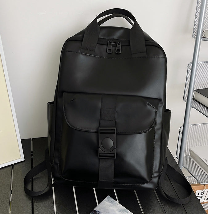 Unisex PU leather travel backpack, senior school bags for girls and boys