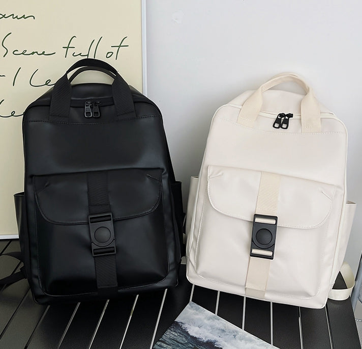 Unisex PU leather travel backpack, senior school bags for girls and boys