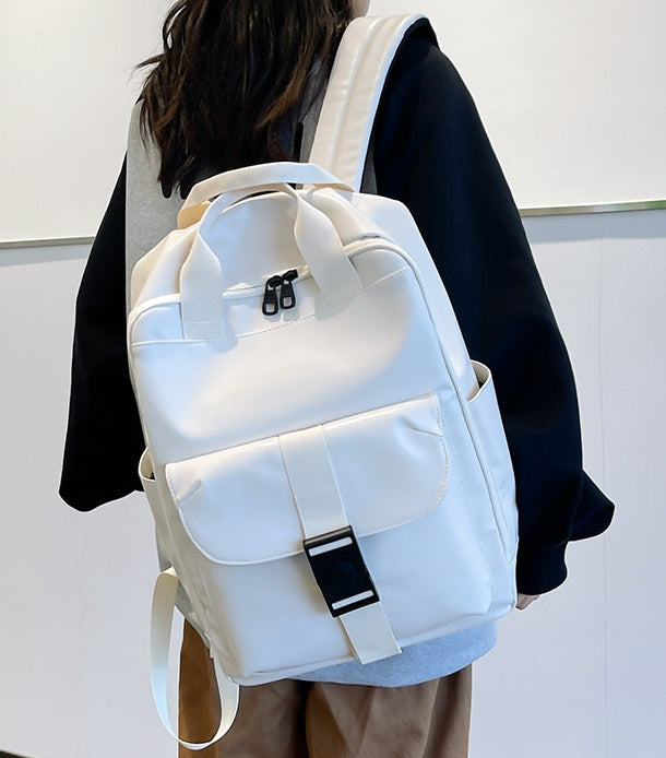 Unisex PU leather travel backpack, senior school bags for girls and boys