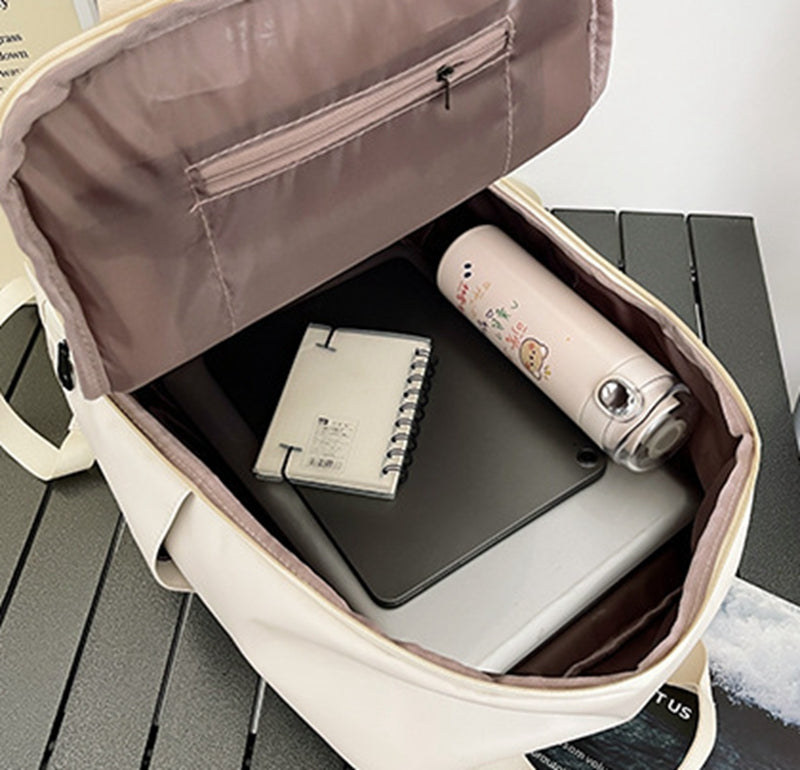 Unisex PU leather travel backpack, senior school bags for girls and boys