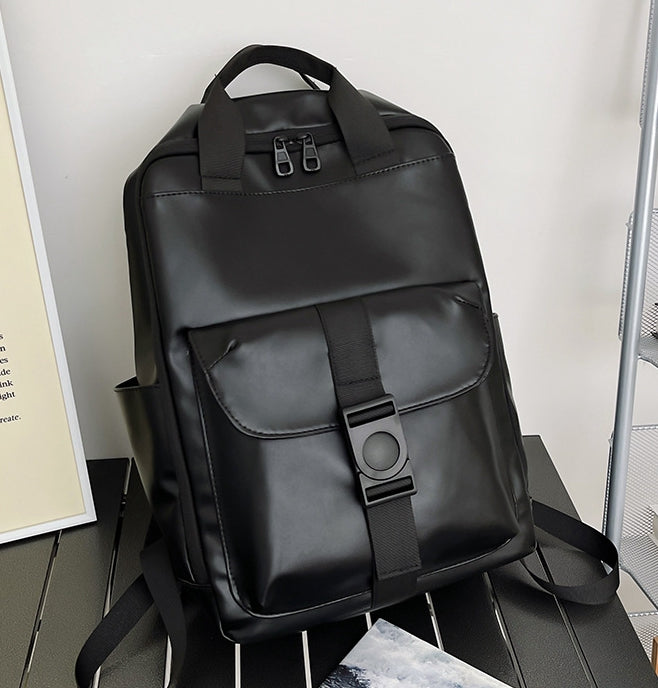 Unisex PU leather travel backpack, senior school bags for girls and boys