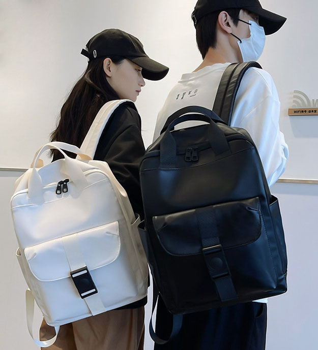 Unisex PU leather travel backpack, senior school bags for girls and boys