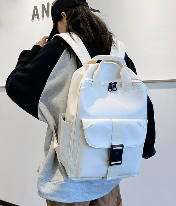 Unisex PU leather travel backpack, senior school bags for girls and boys