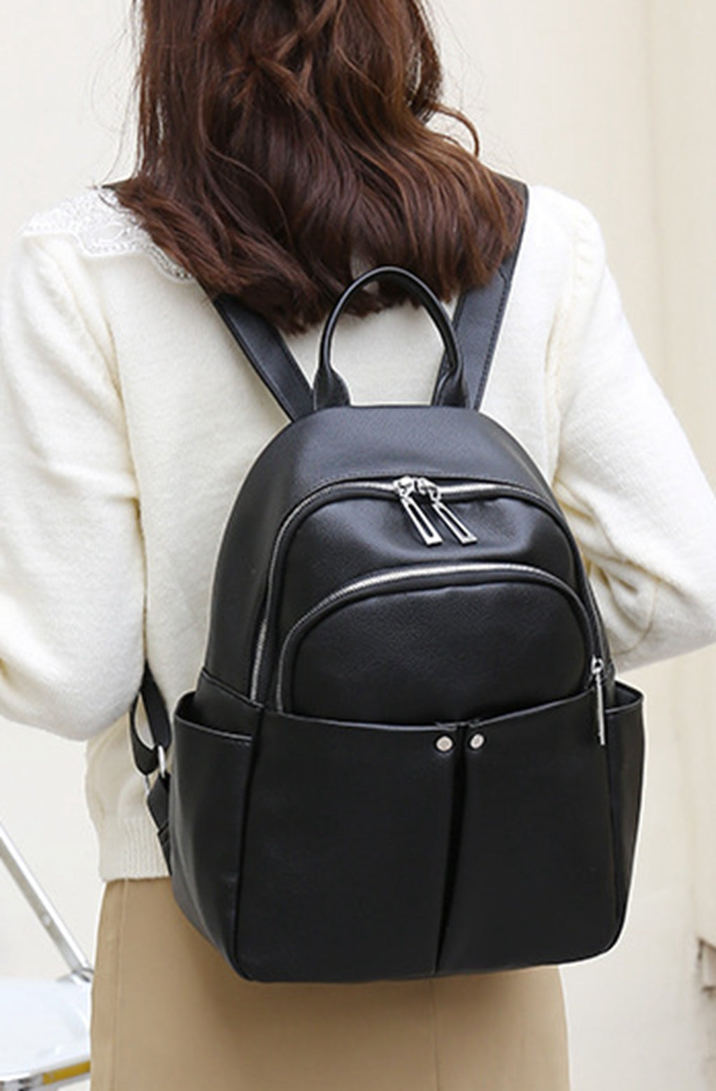 bp faux leather backpack Faux leather multi-purpose small backpack for women travel work – Edith qi