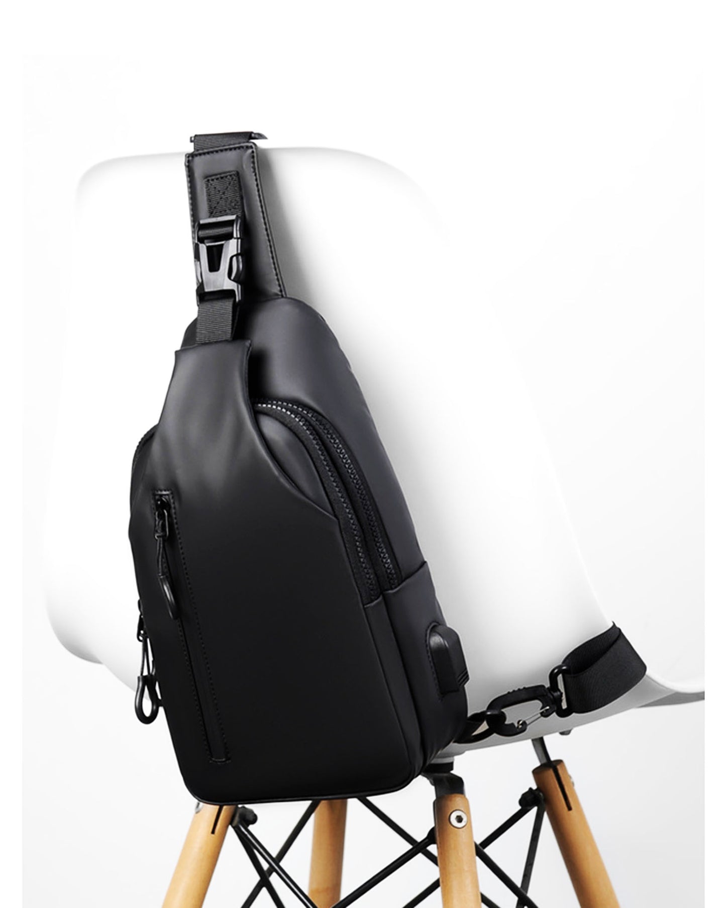 Anti-theft waterproof Pu sling crossbody purse shoulder chest bag for men travel hiking trip