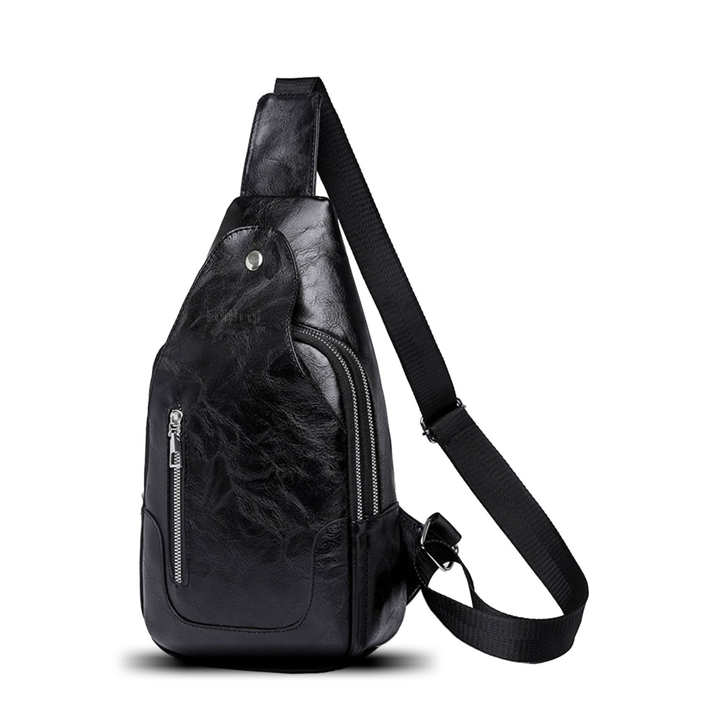 Vegan Pu leather sling crossbody bags purse for women men's anti-theft travel crossbody shoulder bag
