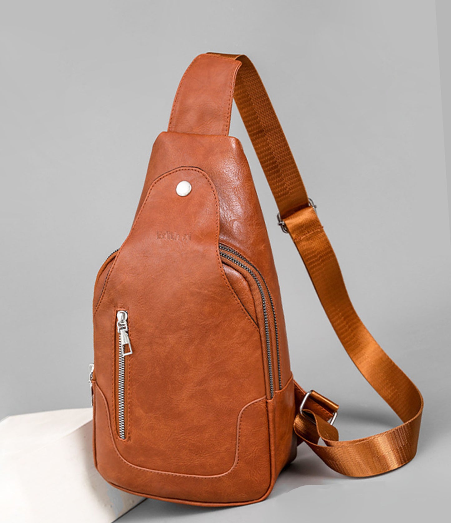 Vegan Pu leather sling crossbody bags purse for women men's anti-theft travel crossbody shoulder bag