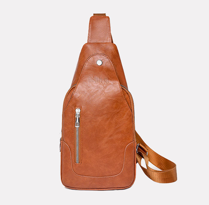 Cuero Estilo Vegan Leather Crossbody Bag - Unisex, Water-Resistant, Anti-Theft With Adjustable Strap, Tan