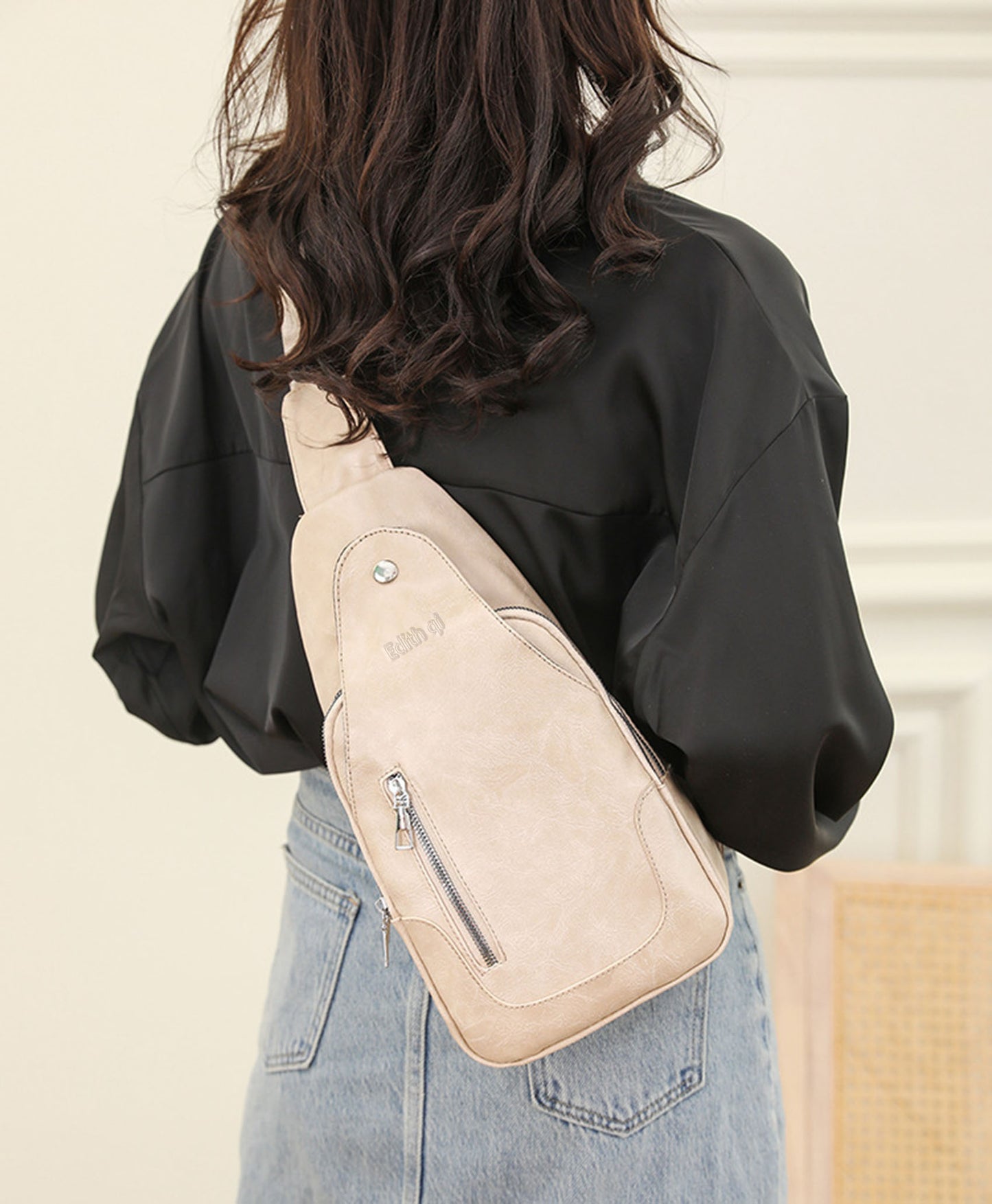 Vegan Pu leather sling crossbody bags purse for women men's anti-theft travel crossbody shoulder bag
