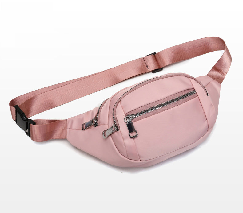 Hot pink nylon crossbody fanny waist pack purse for daily outings