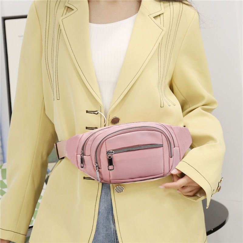 Hot pink nylon crossbody fanny waist pack purse for daily outings
