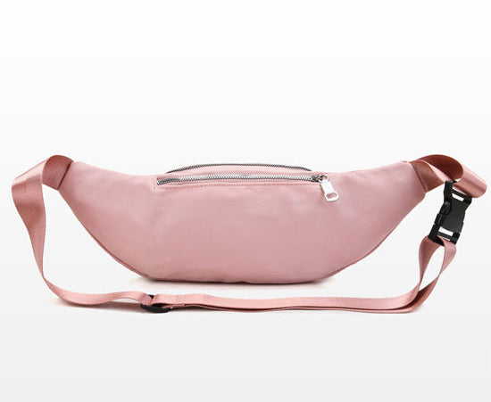 Hot pink nylon crossbody fanny waist pack purse for daily outings