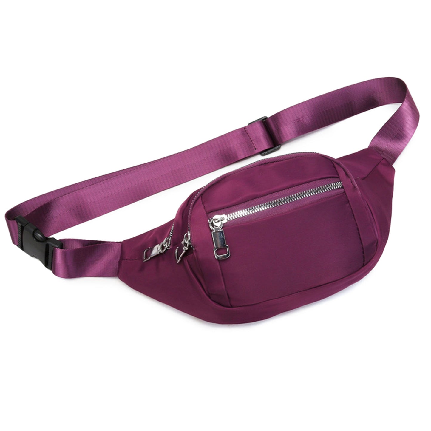 Hot pink nylon crossbody fanny waist pack purse for daily outings
