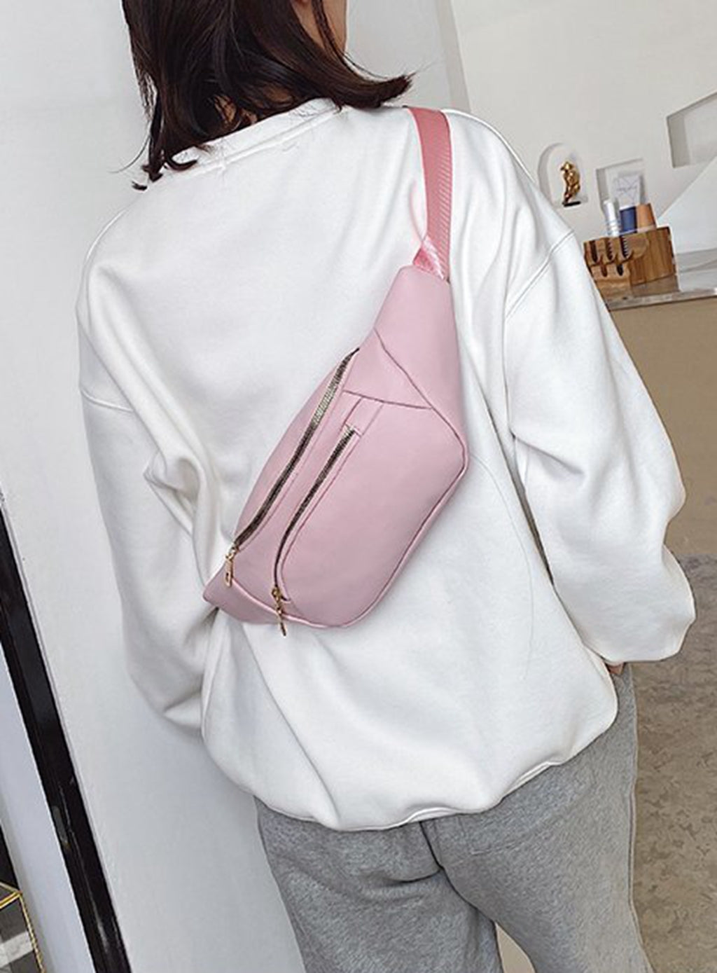Trendy Pu leather fanny waist pack purse for women teens daily outings