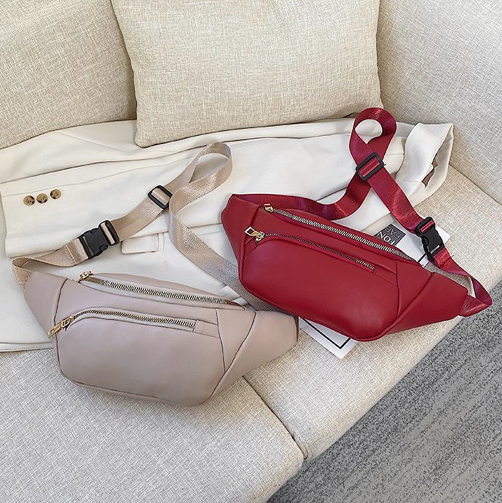 Trendy Pu leather fanny waist pack purse for women teens daily outings