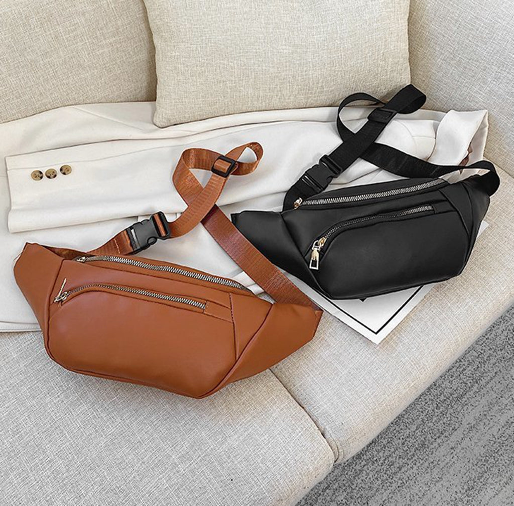 Trendy Pu leather fanny waist pack purse for women teens daily outings