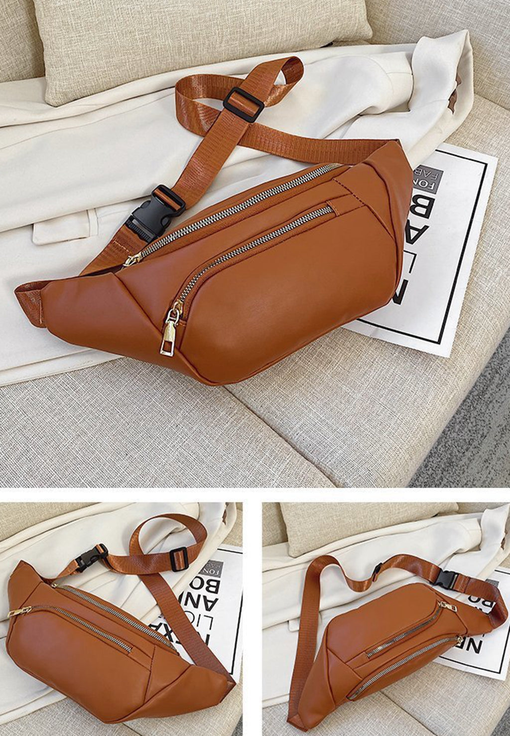 Trendy Pu leather fanny waist pack purse for women teens daily outings