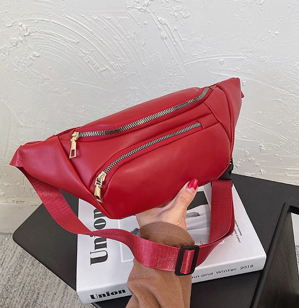 Trendy Pu leather fanny waist pack purse for women teens daily outings