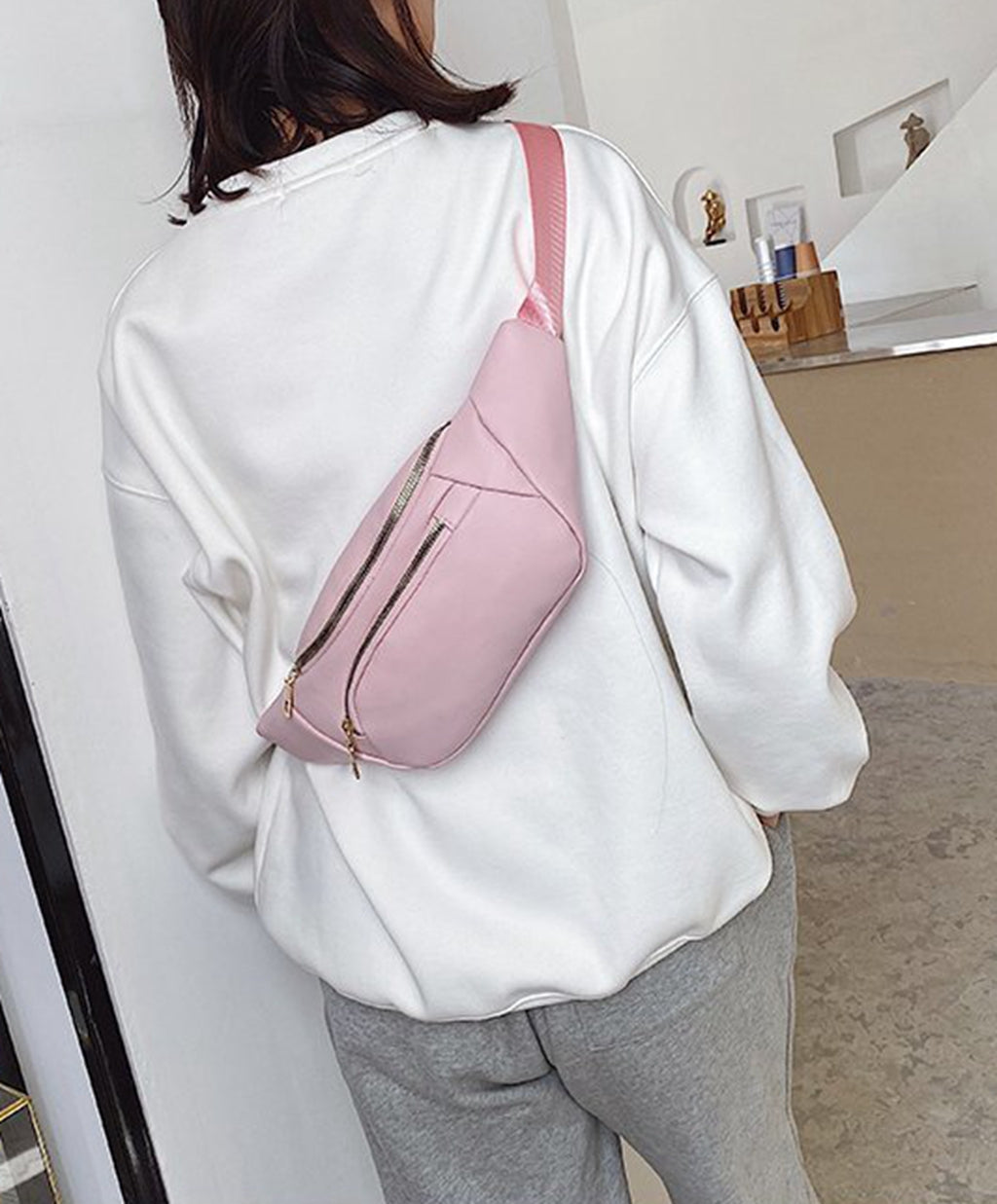 Trendy Pu leather fanny waist pack purse for women teens daily outings