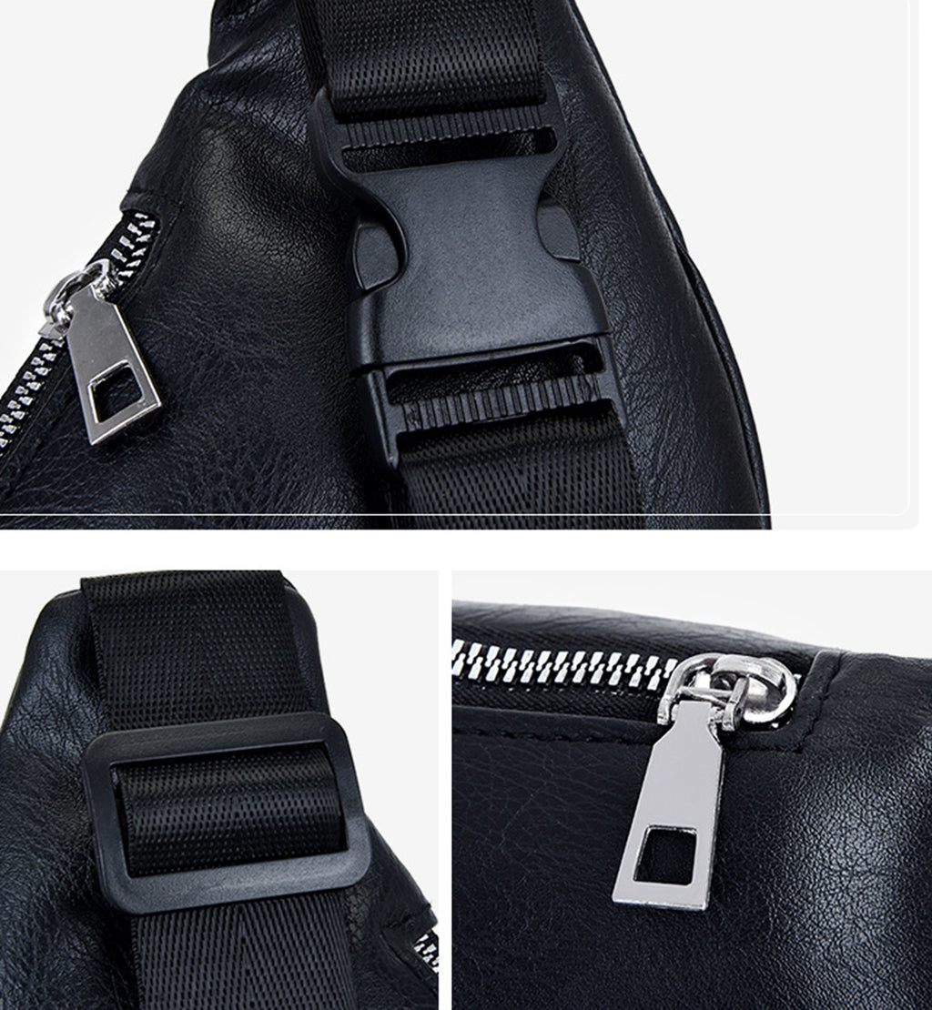Black faux leather fanny waist pack crossbody purse for shopping travel