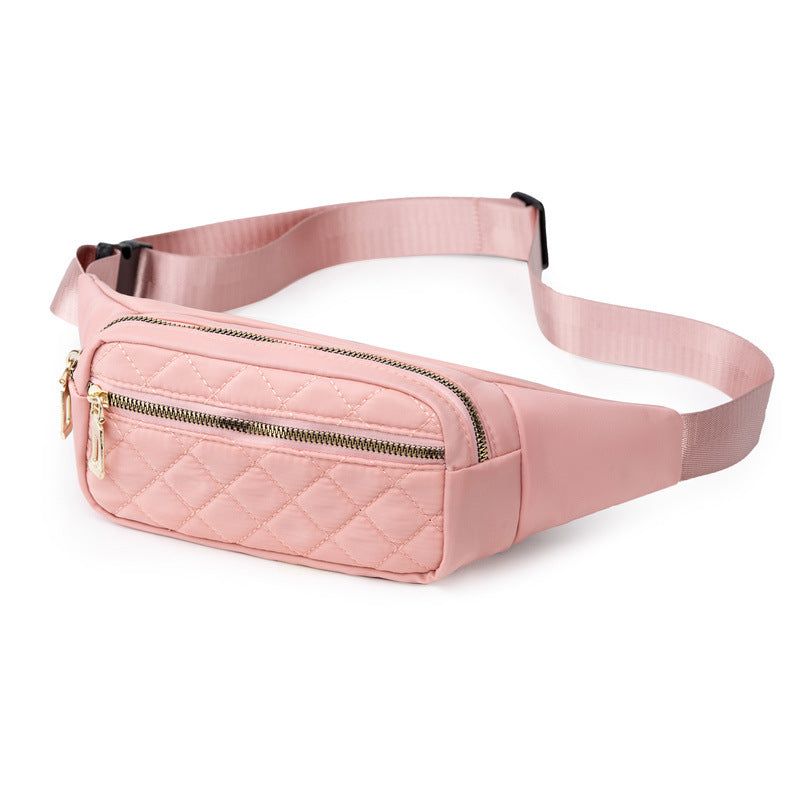 Lightweight quilted nylon crossbody fanny pack bag for daily running