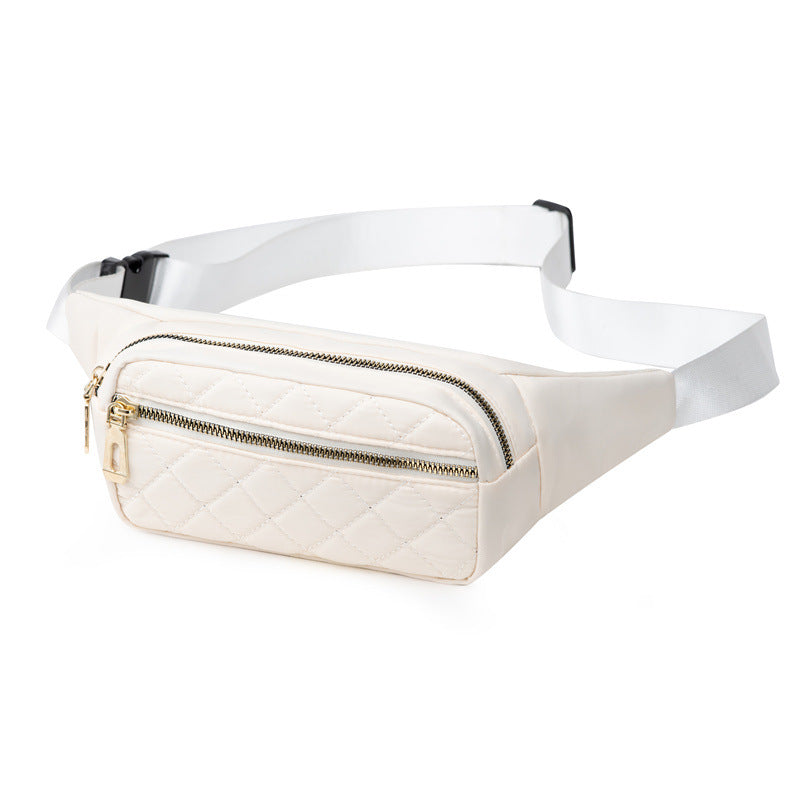 Lightweight quilted nylon crossbody fanny pack bag for daily running