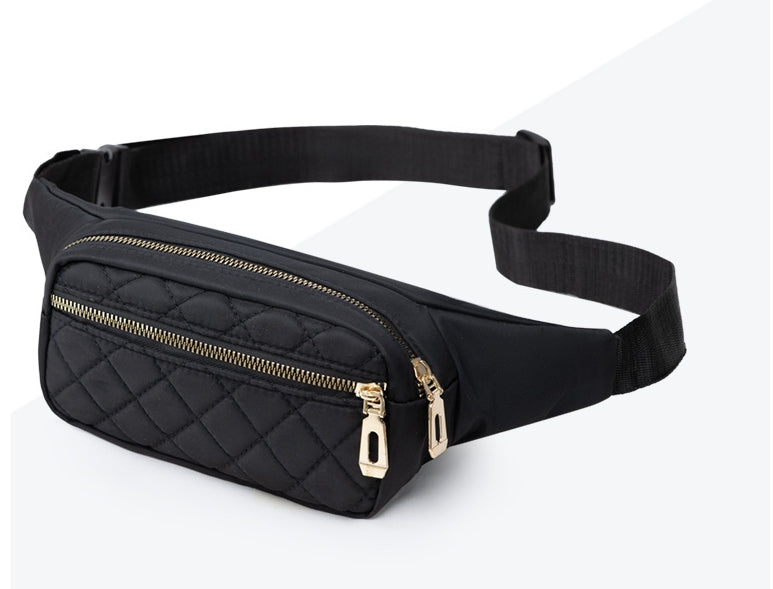 Lightweight quilted nylon crossbody fanny pack bag for daily running