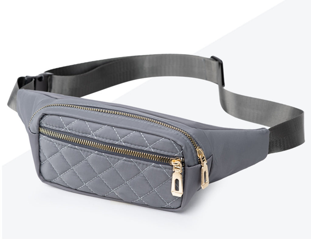 Lightweight quilted nylon crossbody fanny pack bag for daily running