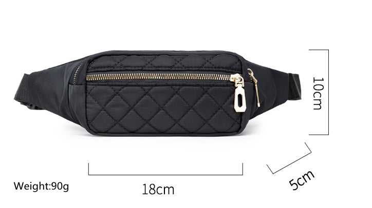 Lightweight quilted nylon crossbody fanny pack bag for daily running