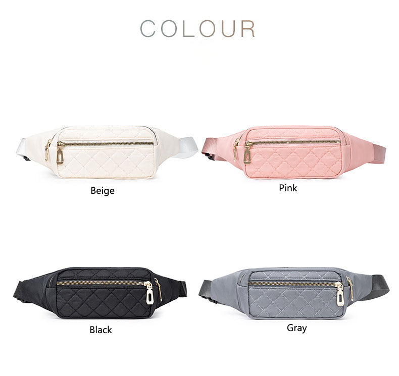 Lightweight quilted nylon crossbody fanny pack bag for daily running