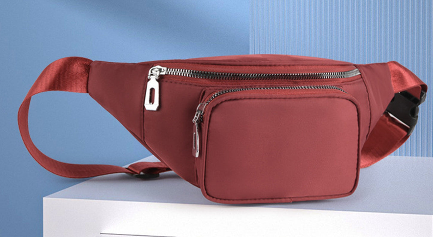 Purple nylon fanny waist pack crossbody purse for daily outings