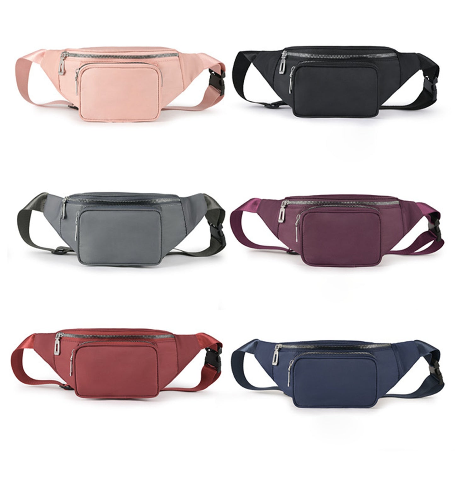 Purple nylon fanny waist pack crossbody purse for daily outings