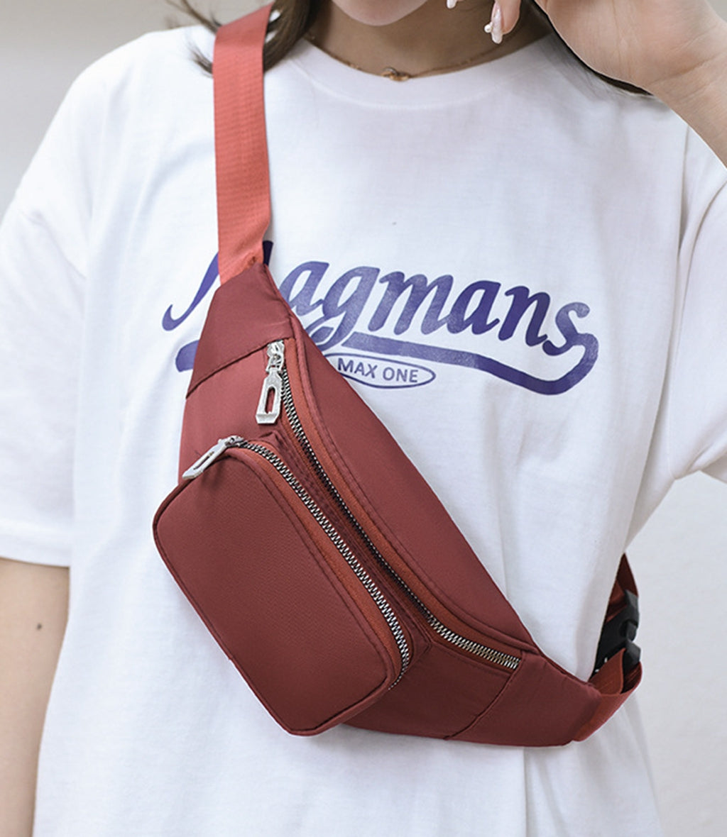 Purple nylon fanny waist pack crossbody purse for daily outings