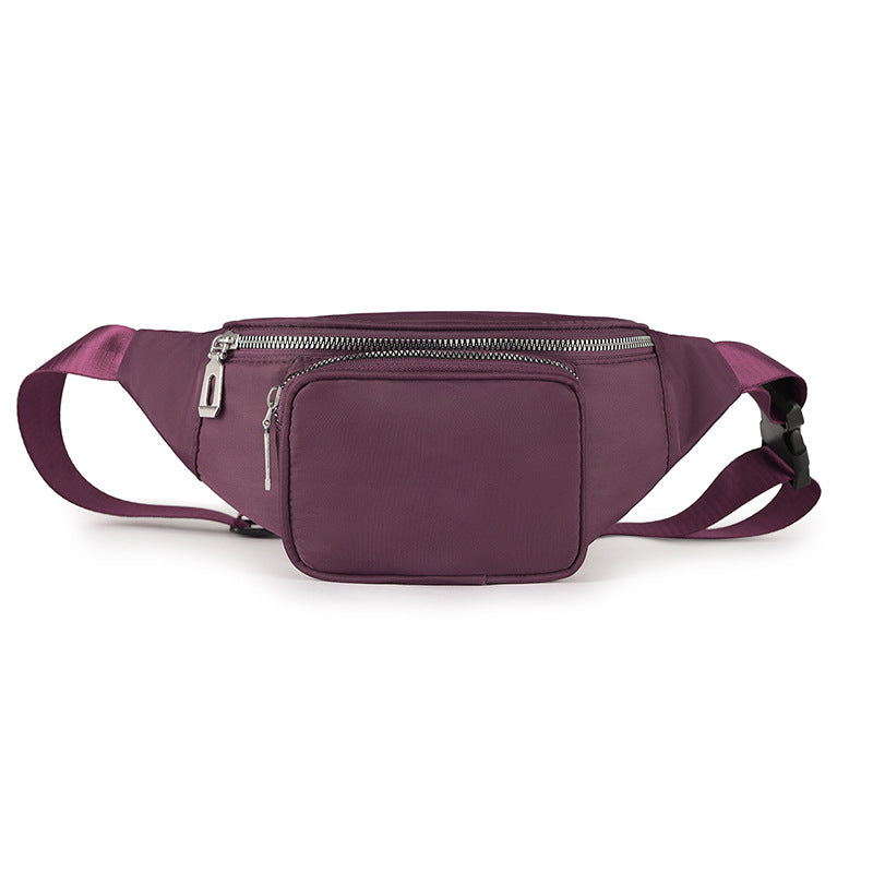 Purple nylon fanny waist pack crossbody purse for daily outings